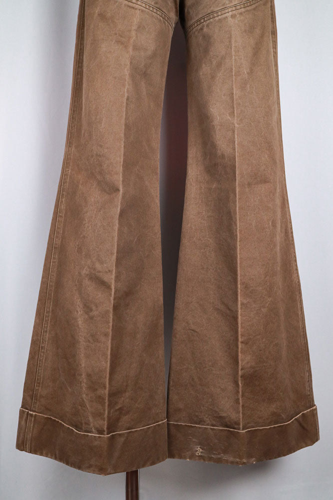 Dolce & Gabbana 1999 Brown Flared Pants with Gold Belt Buckle