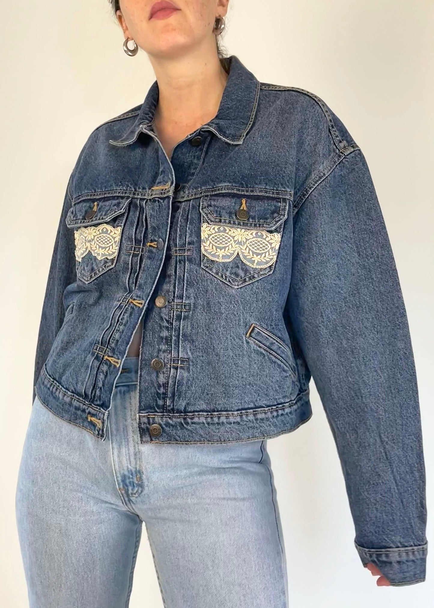 Reworked With Love Lace Denim Jacket