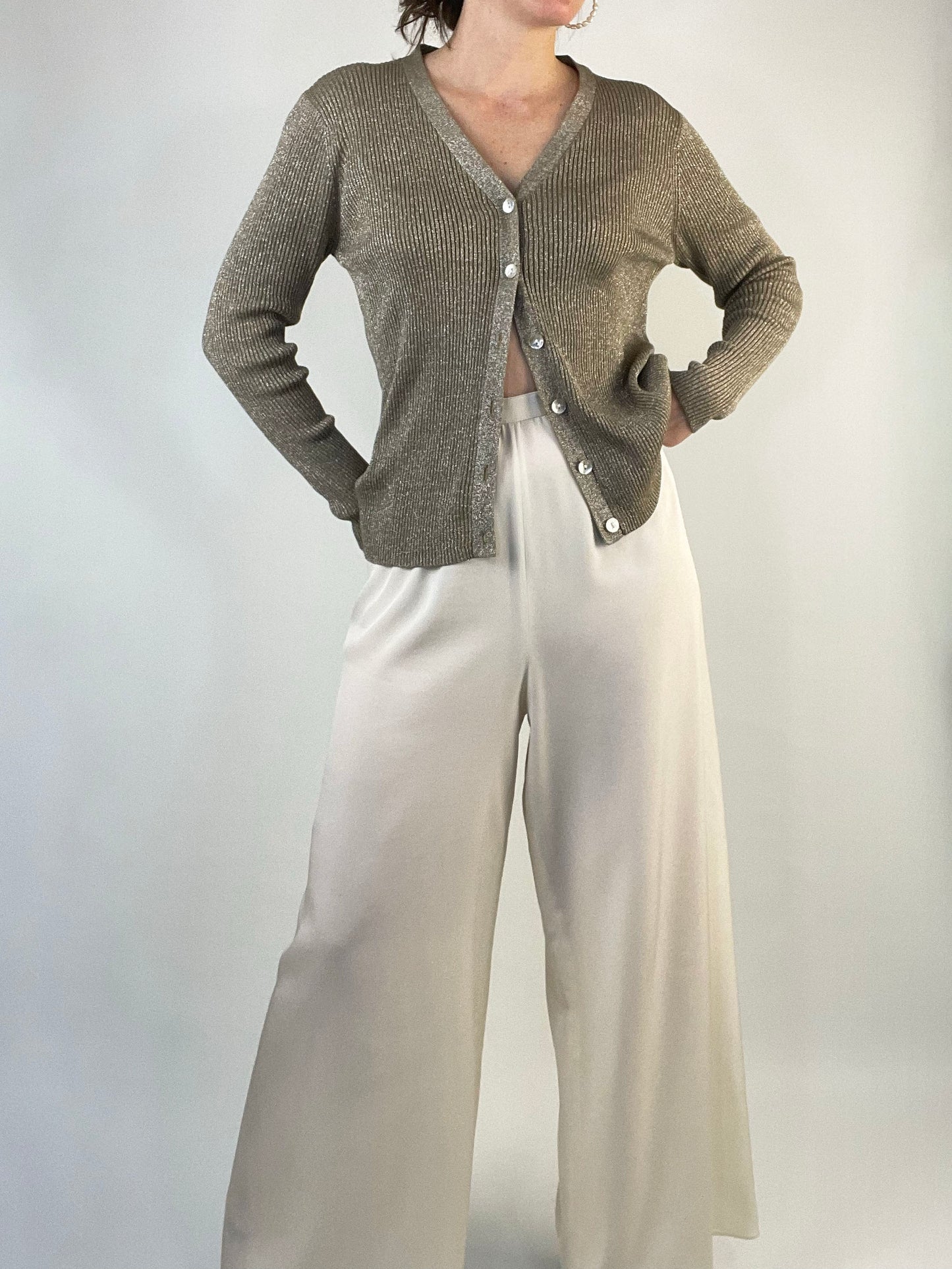 Metallic Sparkle Silk Cardigan