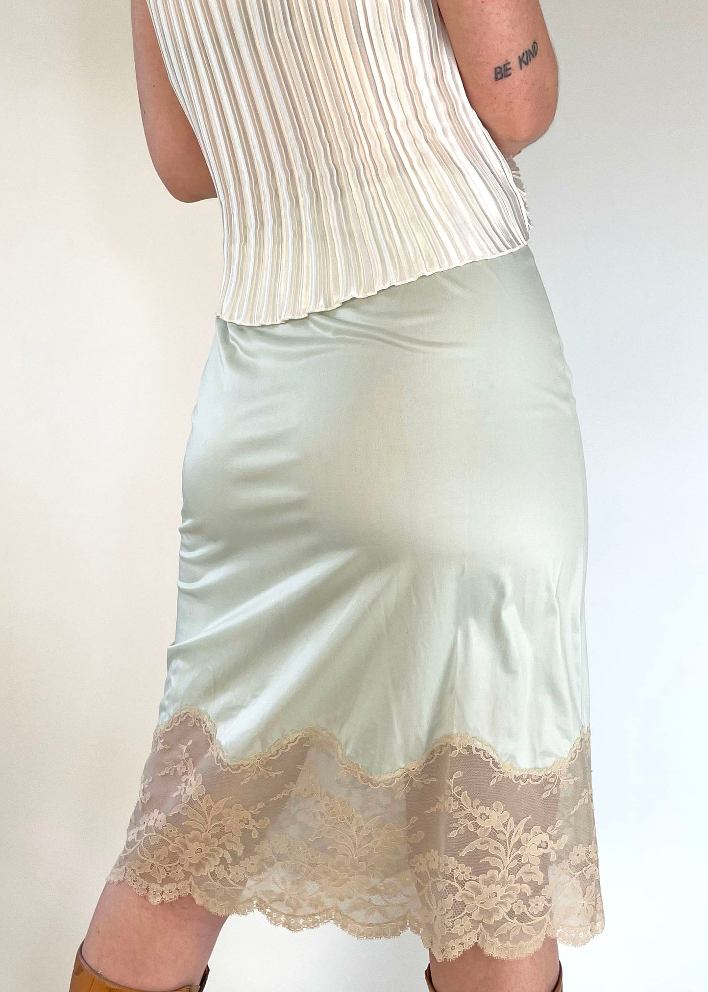 Vintage Mint Green Slip Skirt