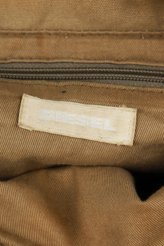 Diesel Early-2000s Beige Braided-Handle Studded Hobo