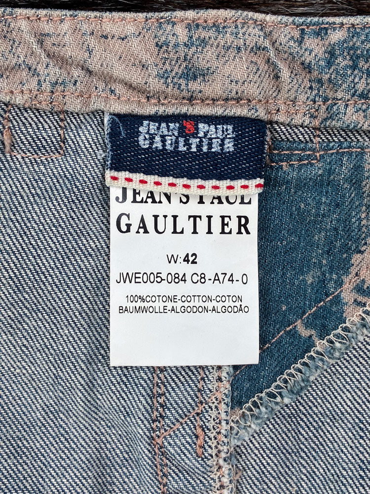 Jean Paul Gaultier 2000s Patchwork Floral Denim Mini Skirt