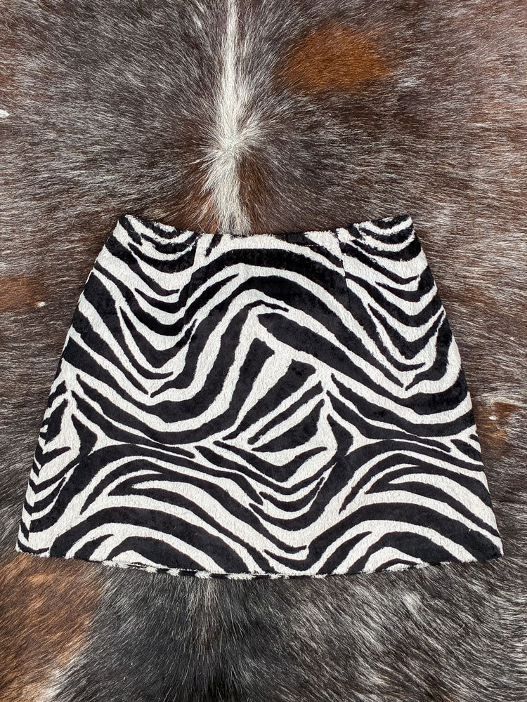 Miss Blumarine 2000s Zebra Velvet Mini Skirt