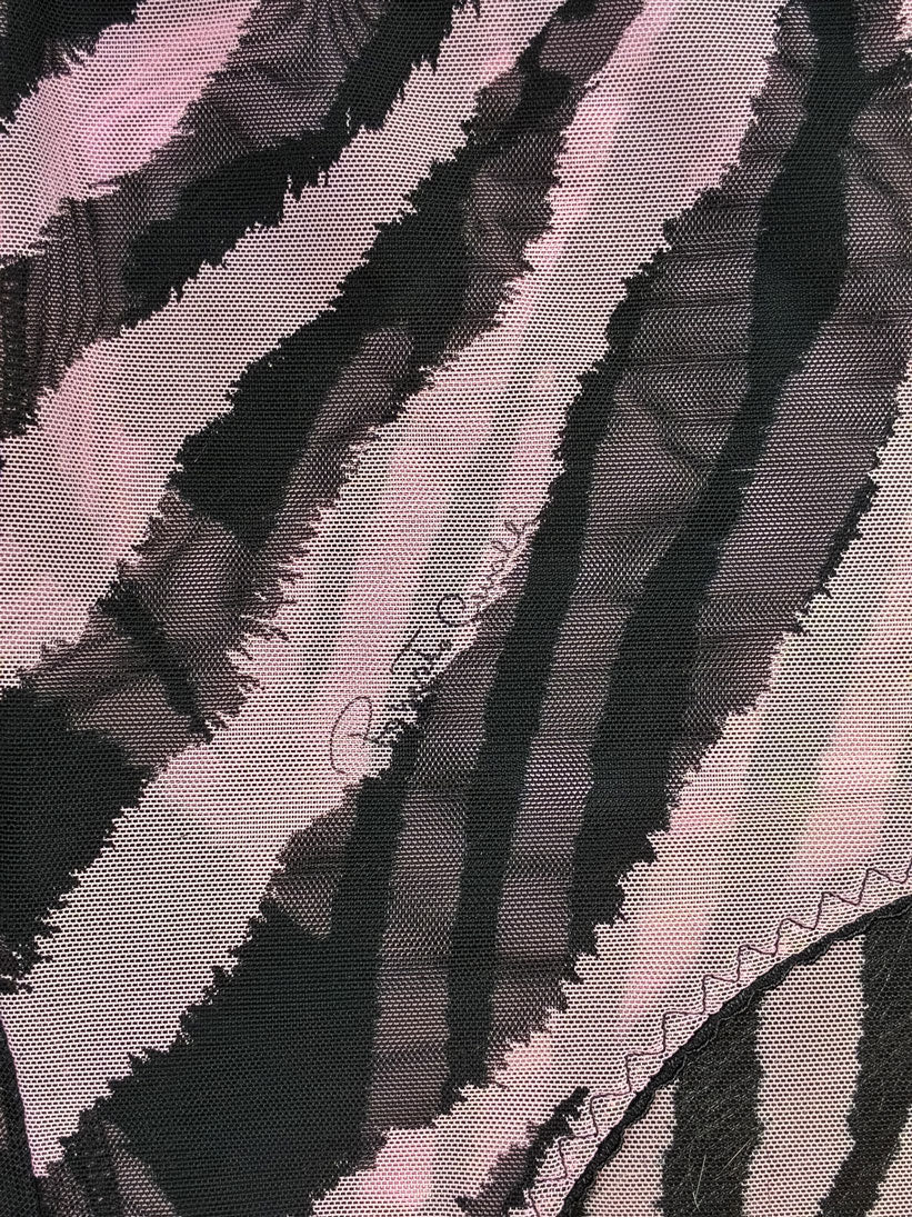 Roberto Cavalli 2000s Pink Zebra Mesh Top