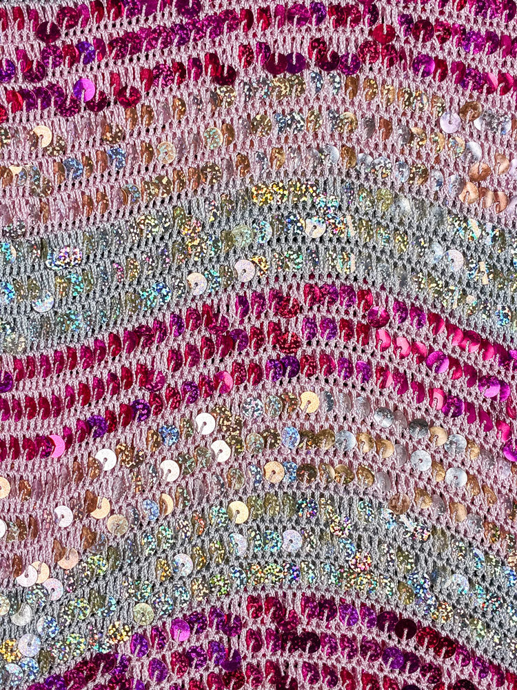 2000s Sequin Crochet Pink and Silver Tank Top