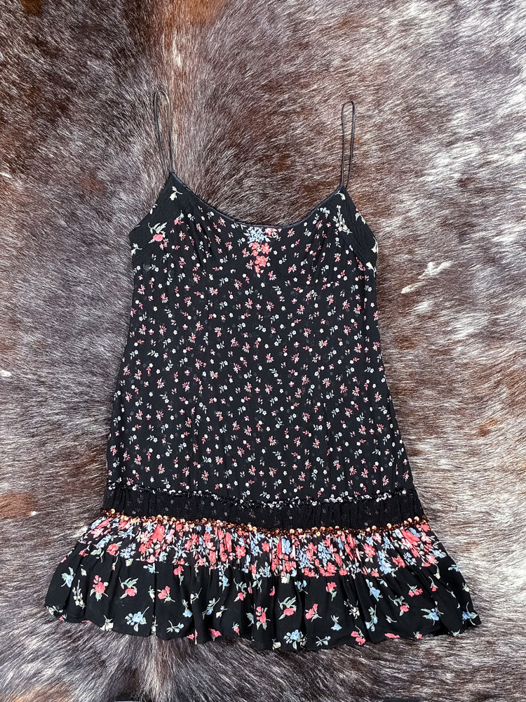 D&G 2000s Black Floral Mini Dress