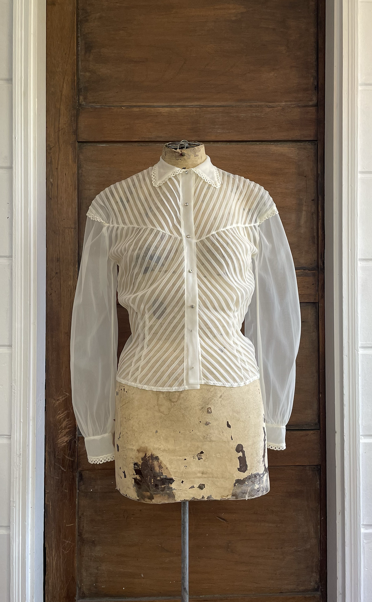 1950s Chiffon Pintuck Blouse