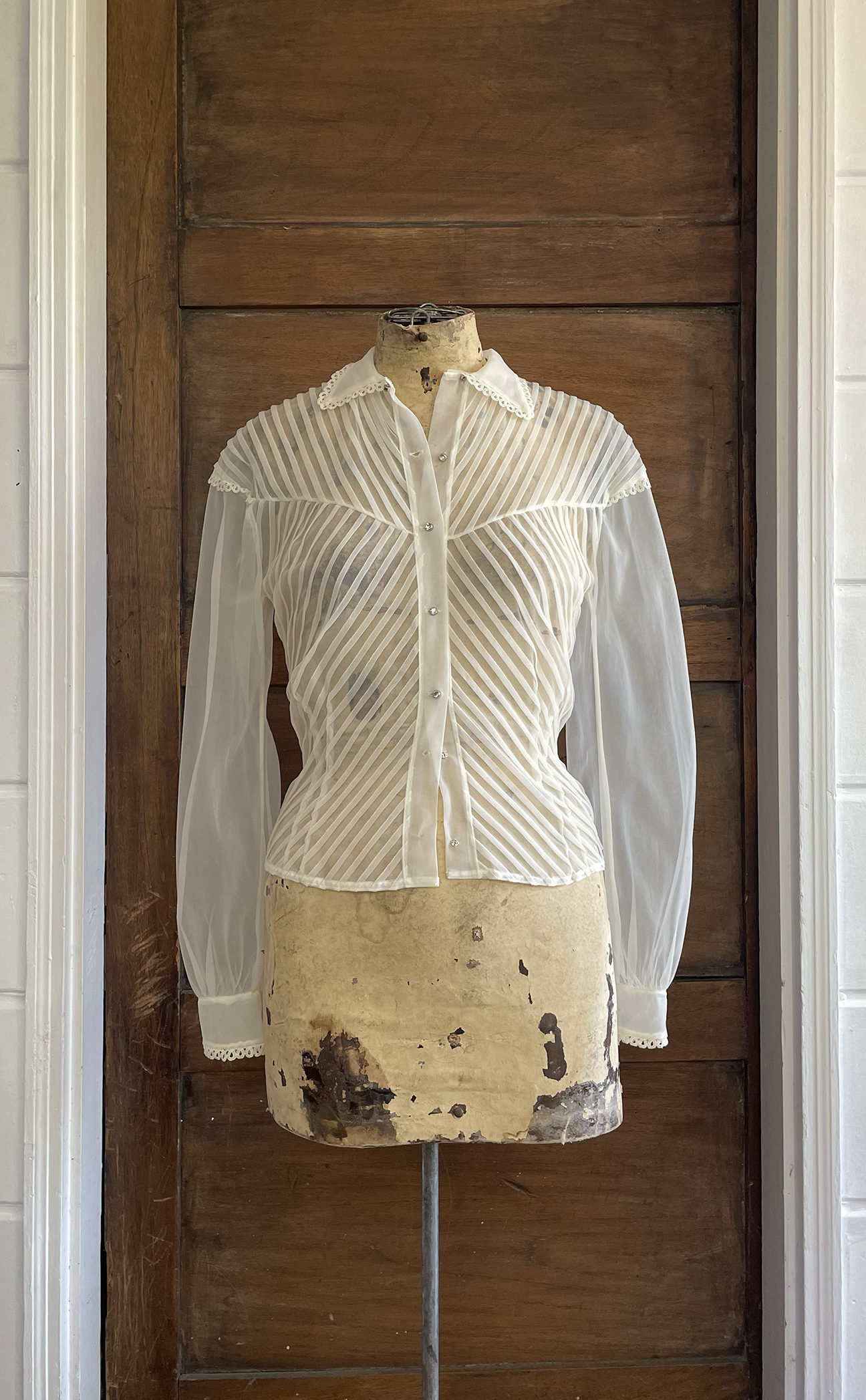 1950s Chiffon Pintuck Blouse