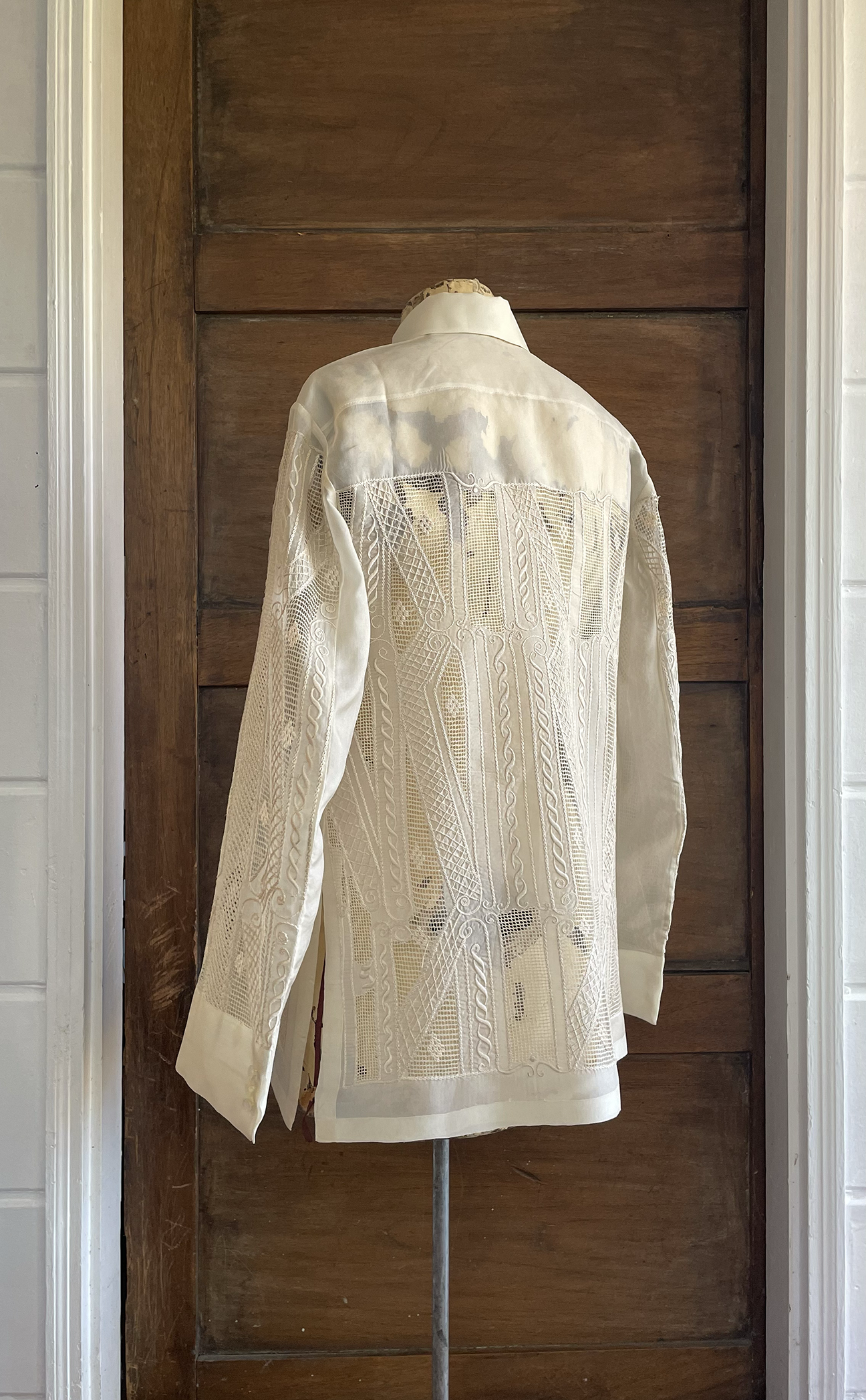 Embroidered Sheer Button Up