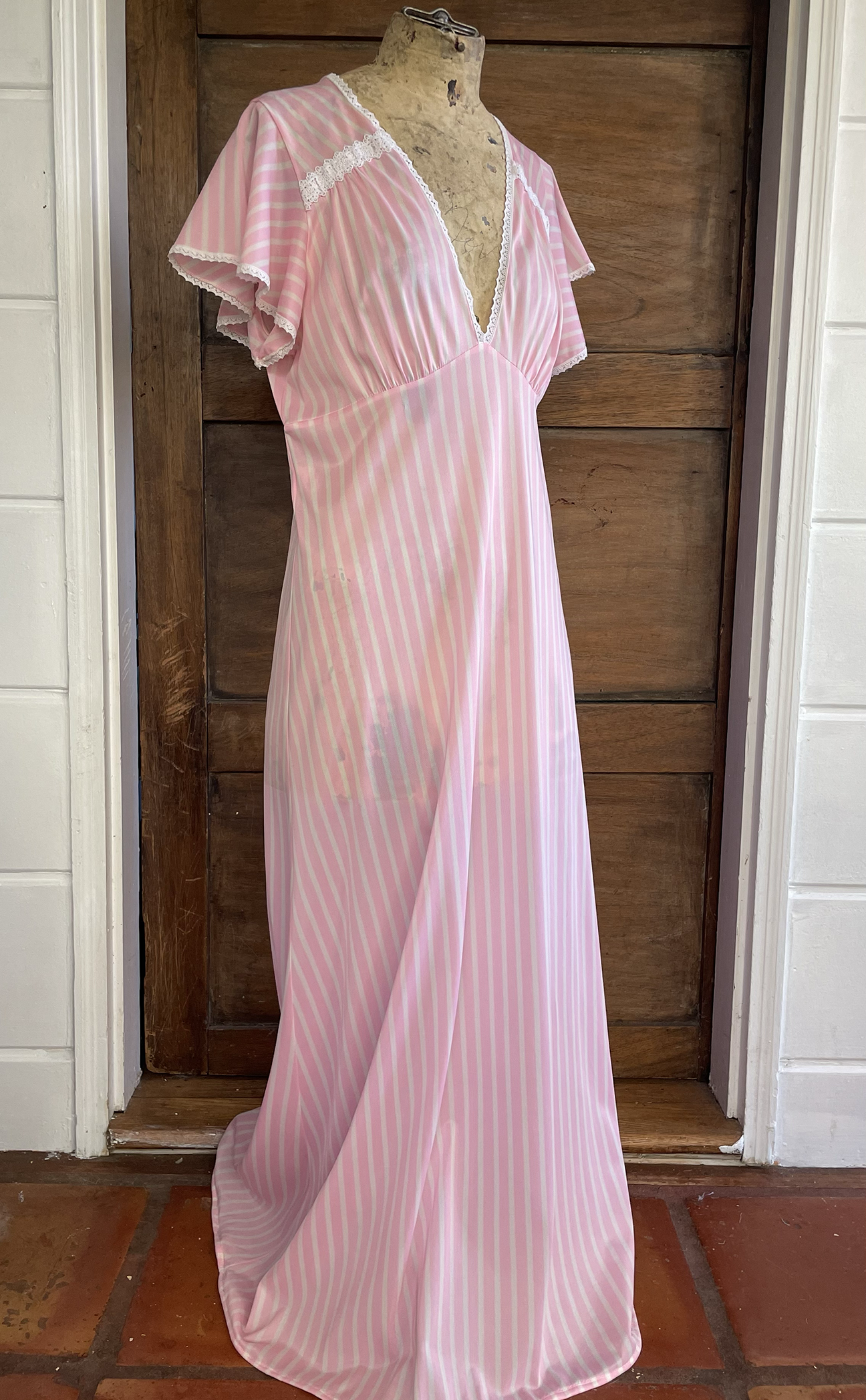 1970s Striped Nightgown