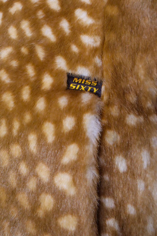 Miss Sixty Deer Printed Faux Fur Coat