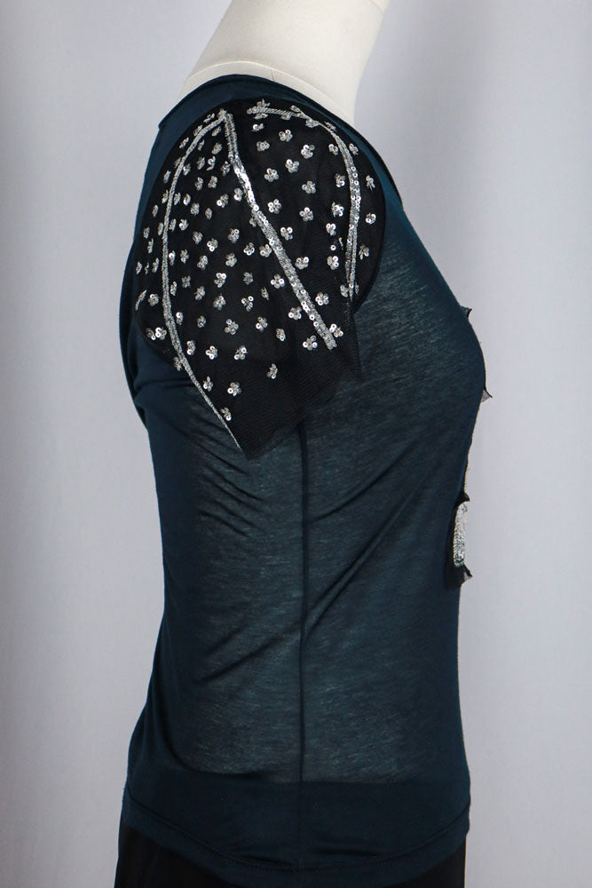 Blumarine 2000s Black “1” Sequin Tee