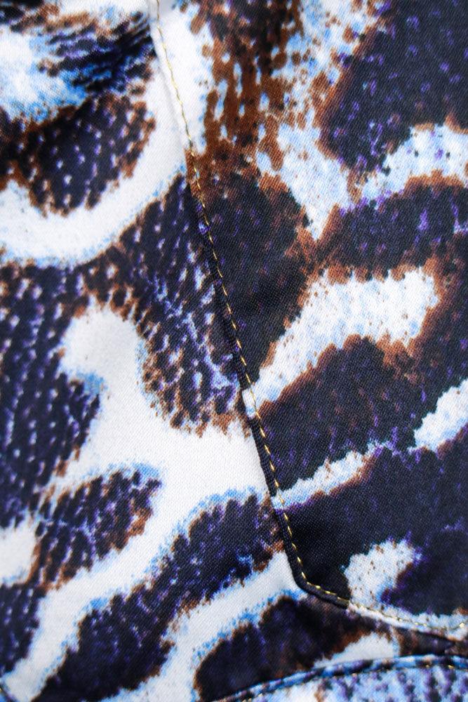 Just Cavalli 2000s Blue & White Animalier Satin Cami Top