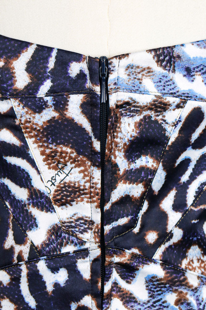 Just Cavalli 2000s Blue & White Animalier Satin Cami Top