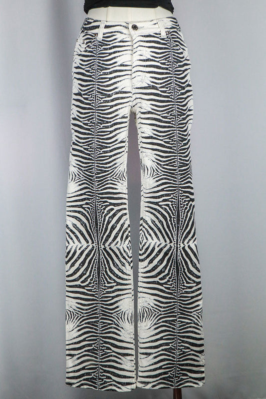 Roberto Cavalli Early 2000s Zebra Print Jeans