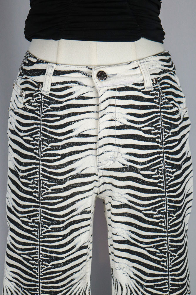 Roberto Cavalli Early 2000s Zebra Print Jeans