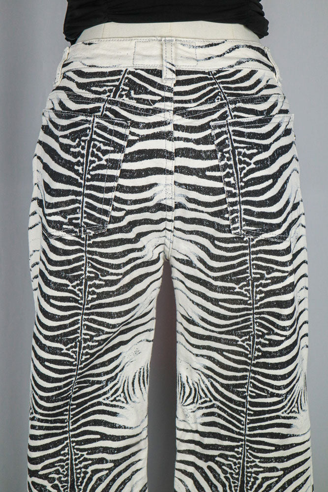 Roberto Cavalli Early 2000s Zebra Print Jeans
