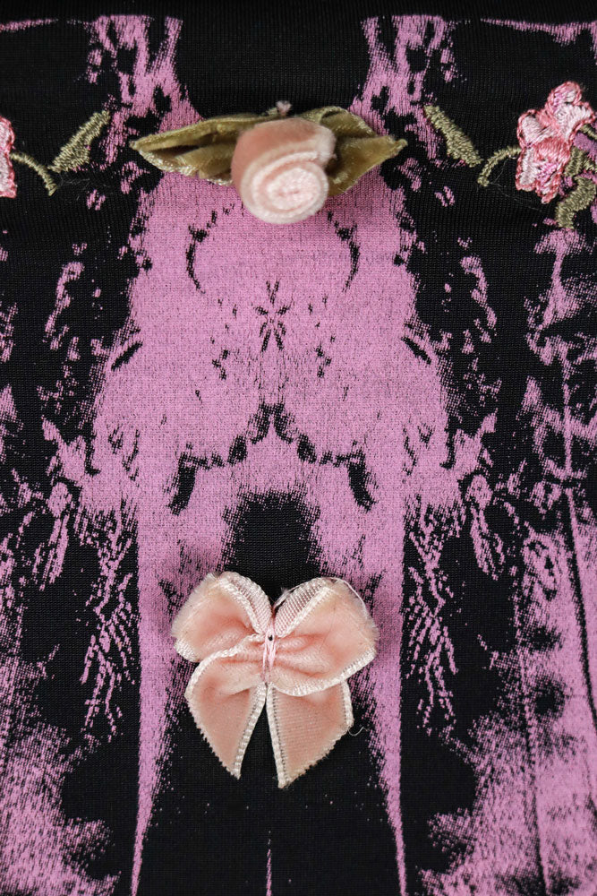 Blumarine 2000s Black Satin Tank with Pink Trim