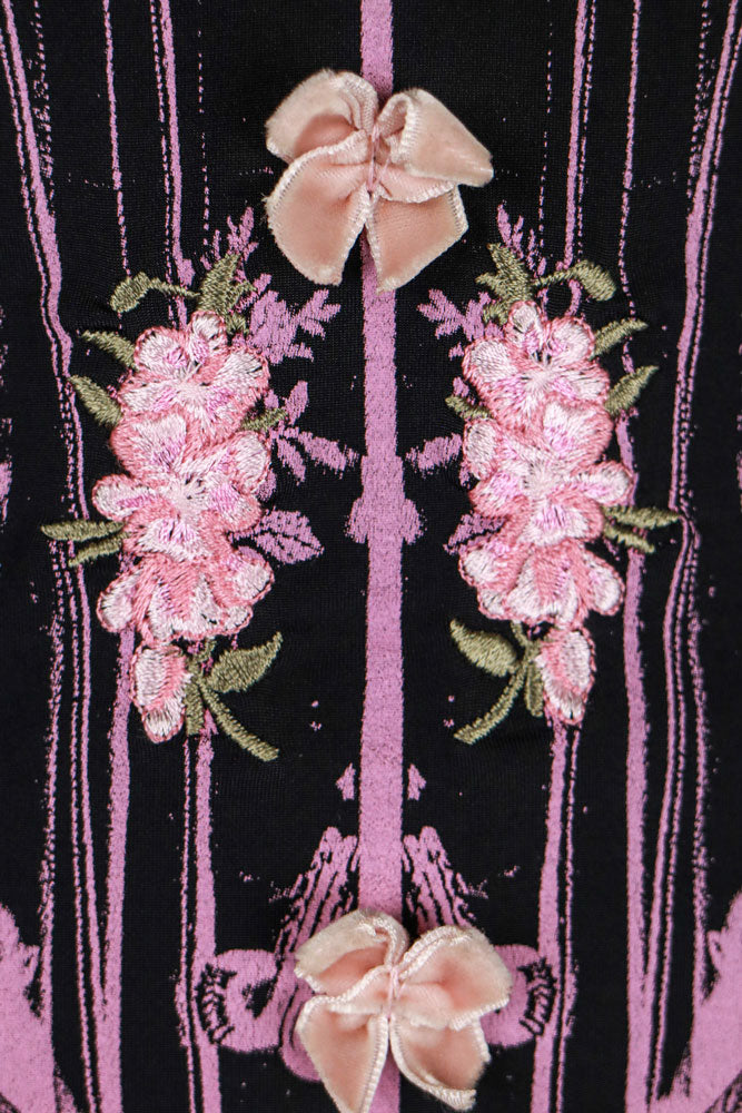 Blumarine 2000s Black Satin Tank with Pink Trim