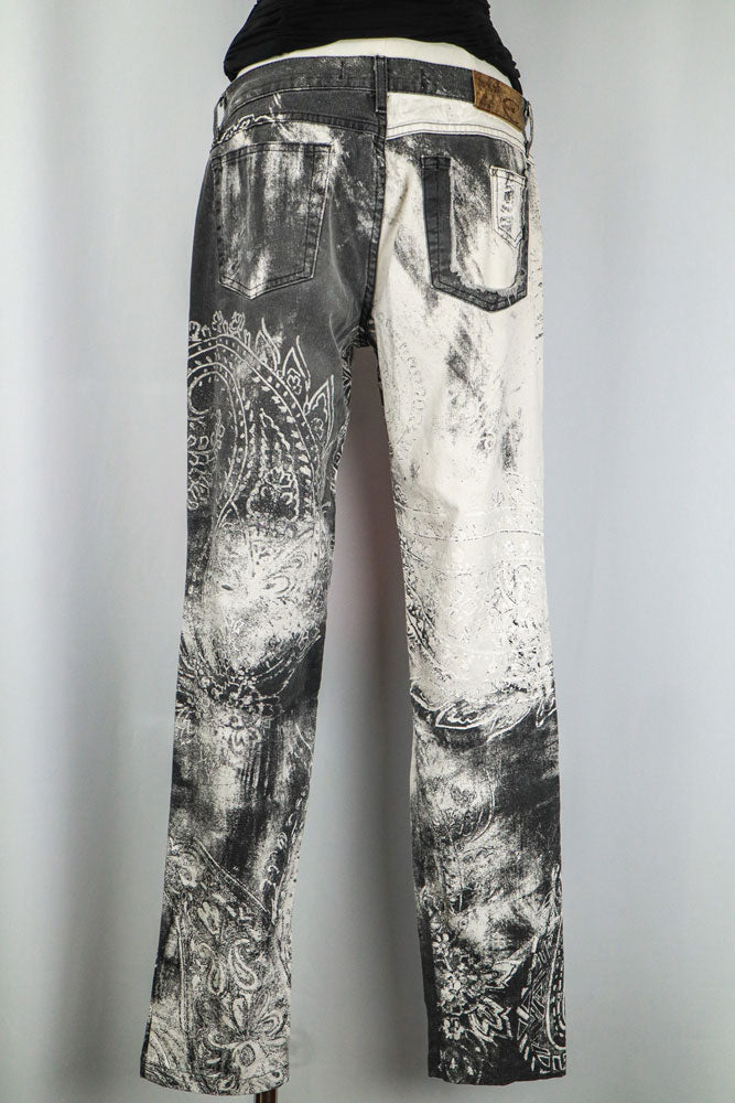Just Cavalli Black & White Distressed Print Jeans