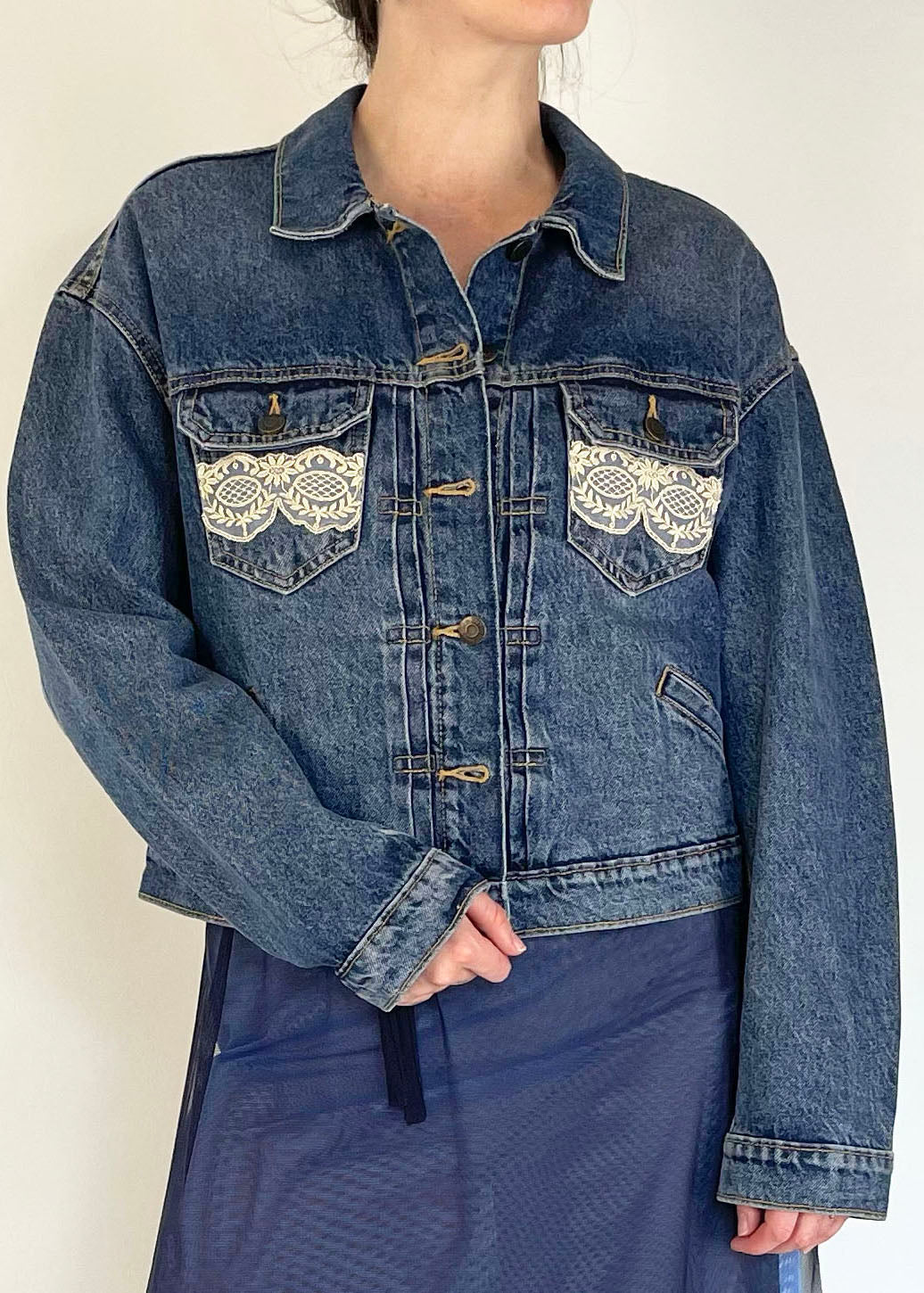 Reworked With Love Lace Denim Jacket