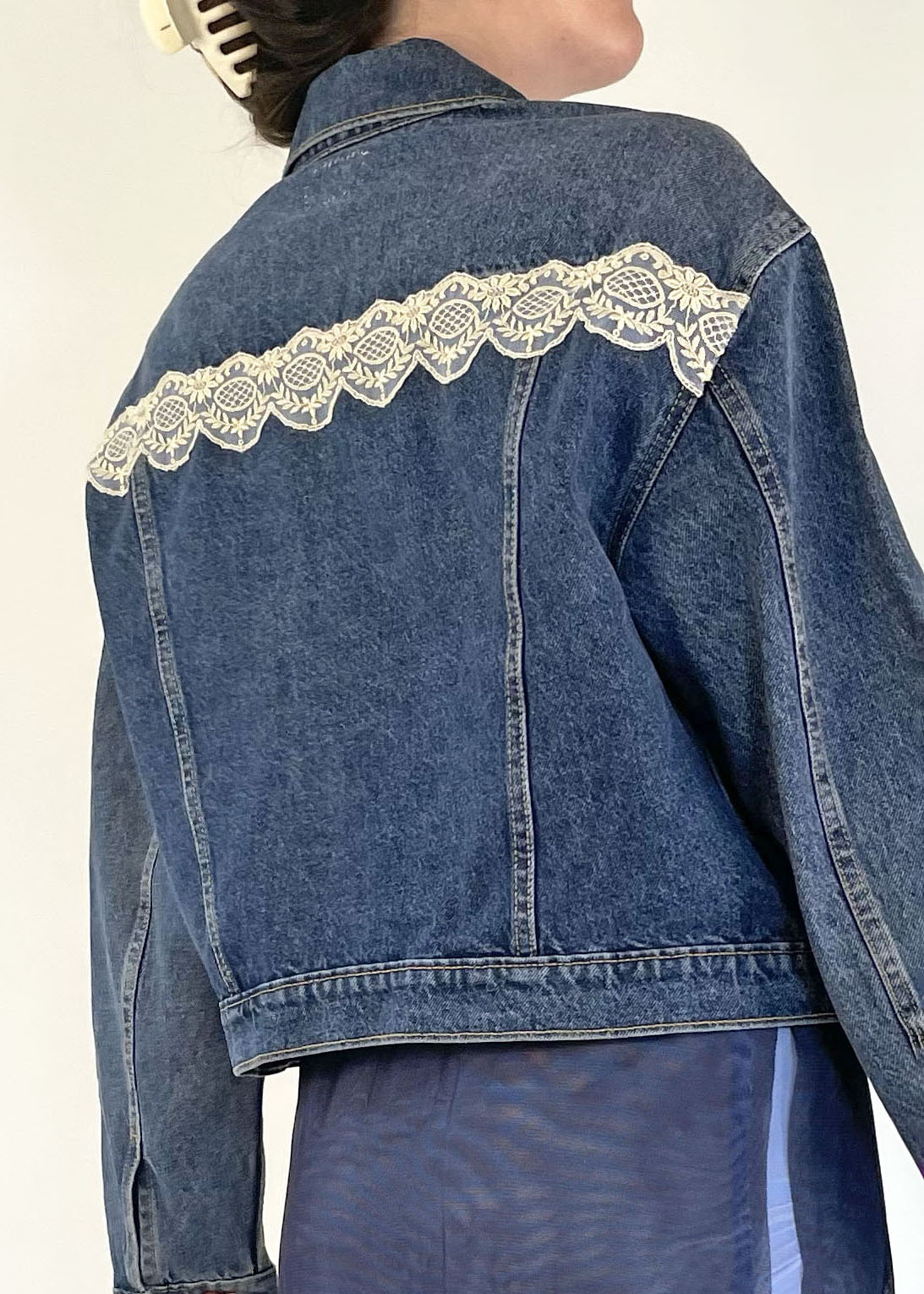 Reworked With Love Lace Denim Jacket