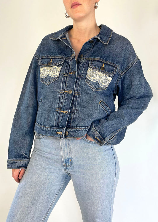 Reworked With Love Lace Denim Jacket