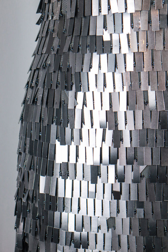 Y2K Silver Rectangular Sequin Mini Dress