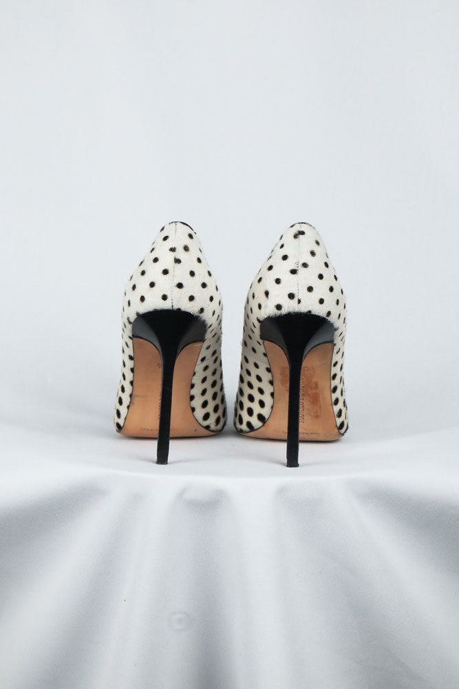 Manolo Blahnik Black & White Ponyhair Dot Pumps