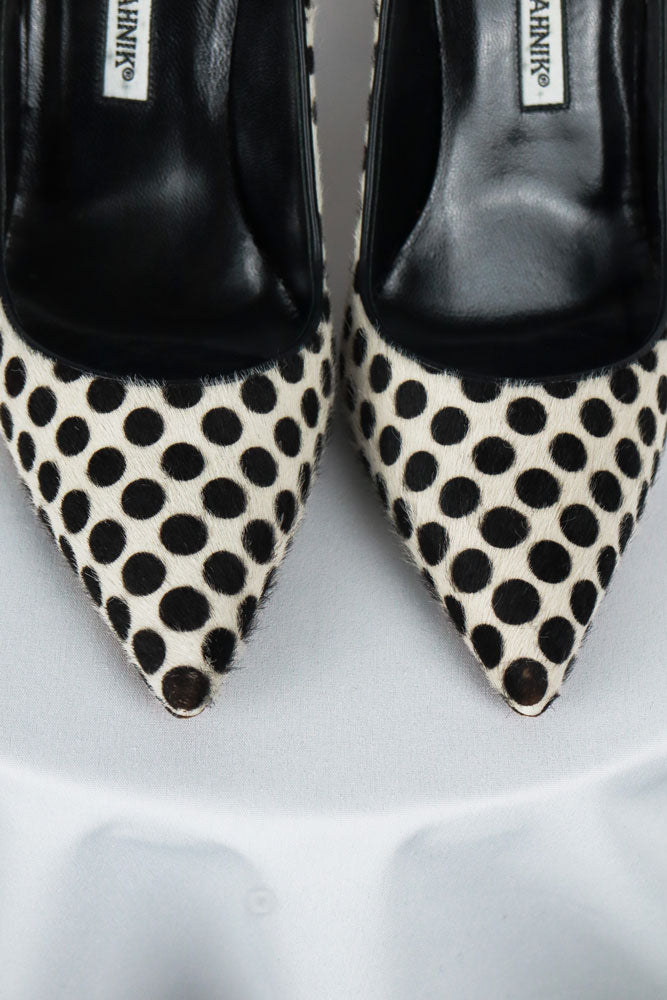 Manolo Blahnik Black & White Ponyhair Dot Pumps