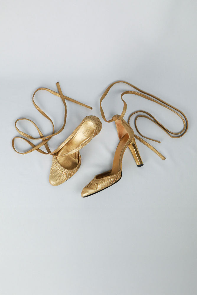 Gucci Gold Rouched Heels