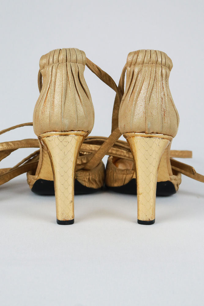 Gucci Gold Rouched Heels