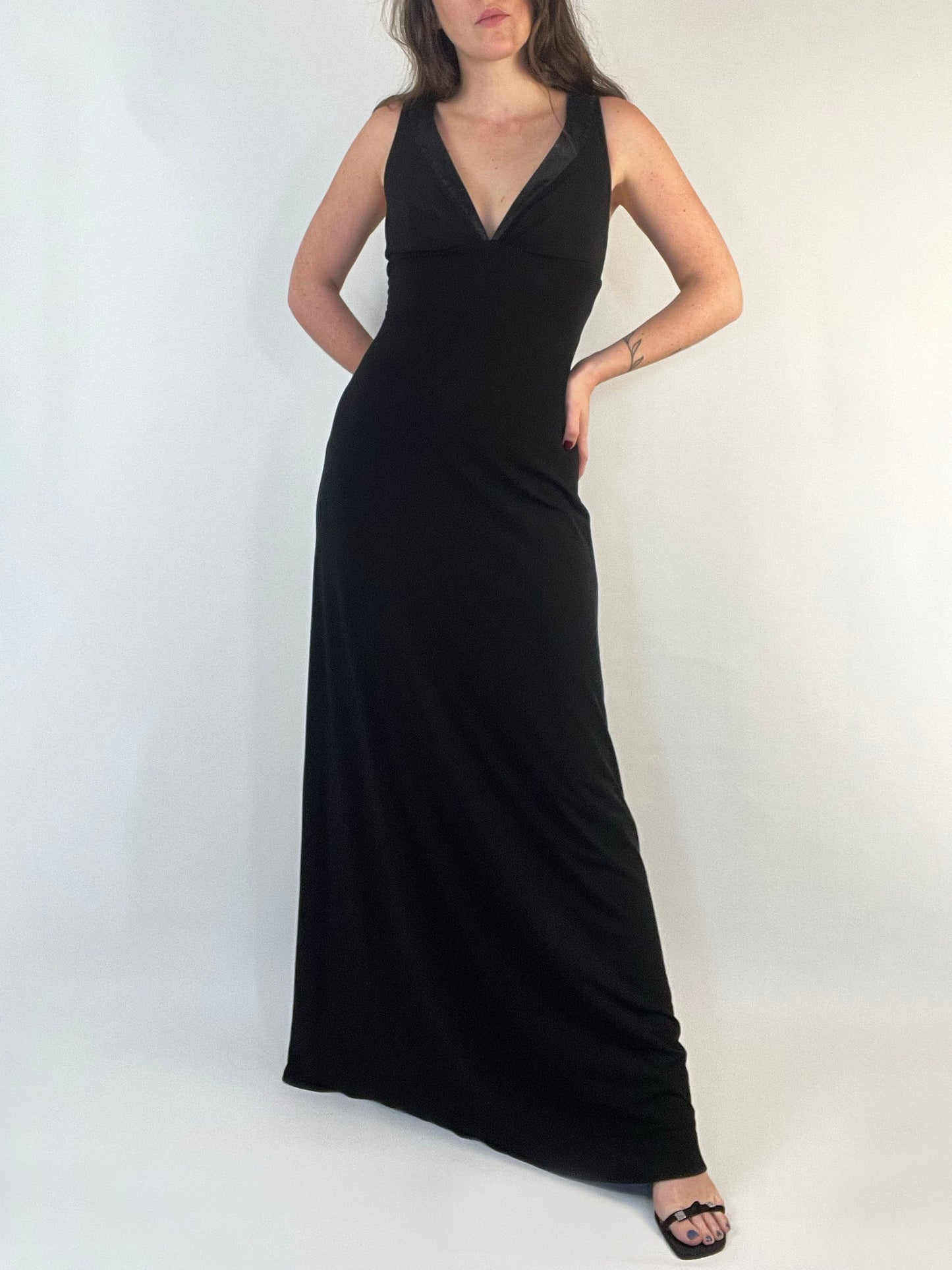 Black V-Neck Formal Dress