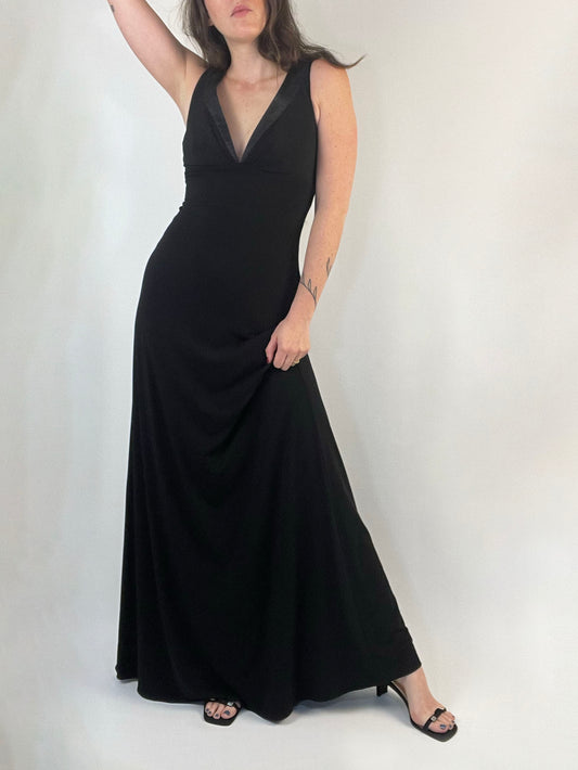 Black V-Neck Formal Dress