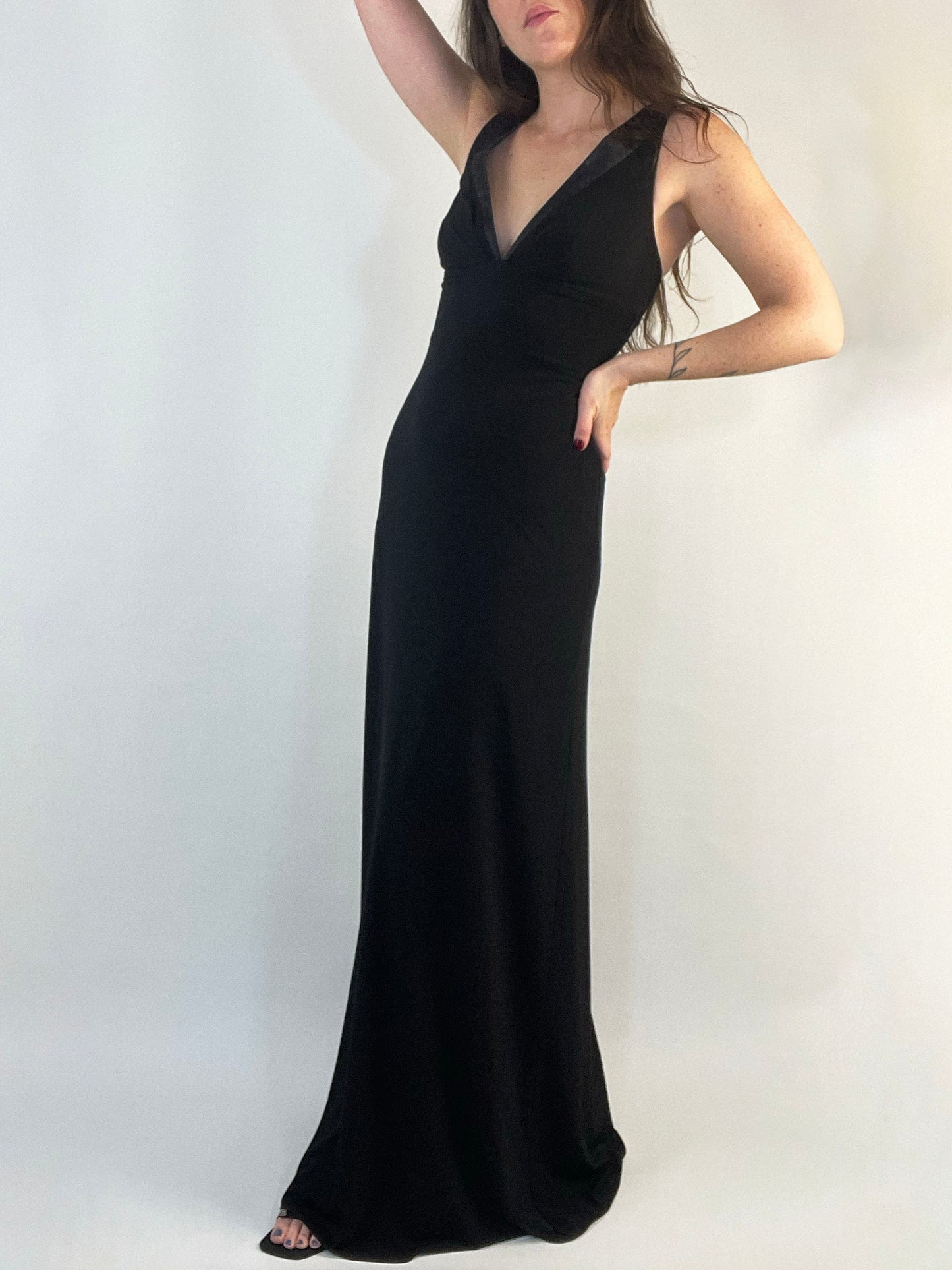 Black V-Neck Formal Dress