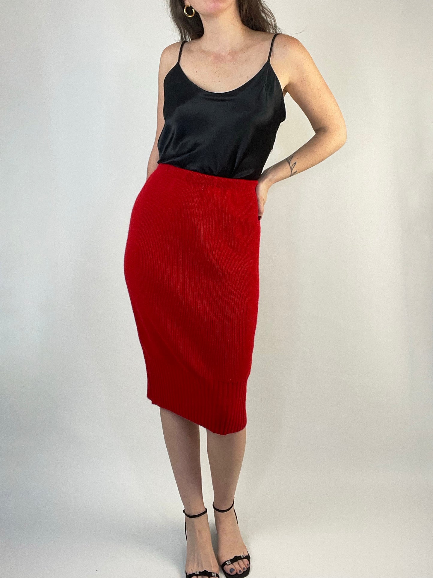 Vintage Red Knit Skirt