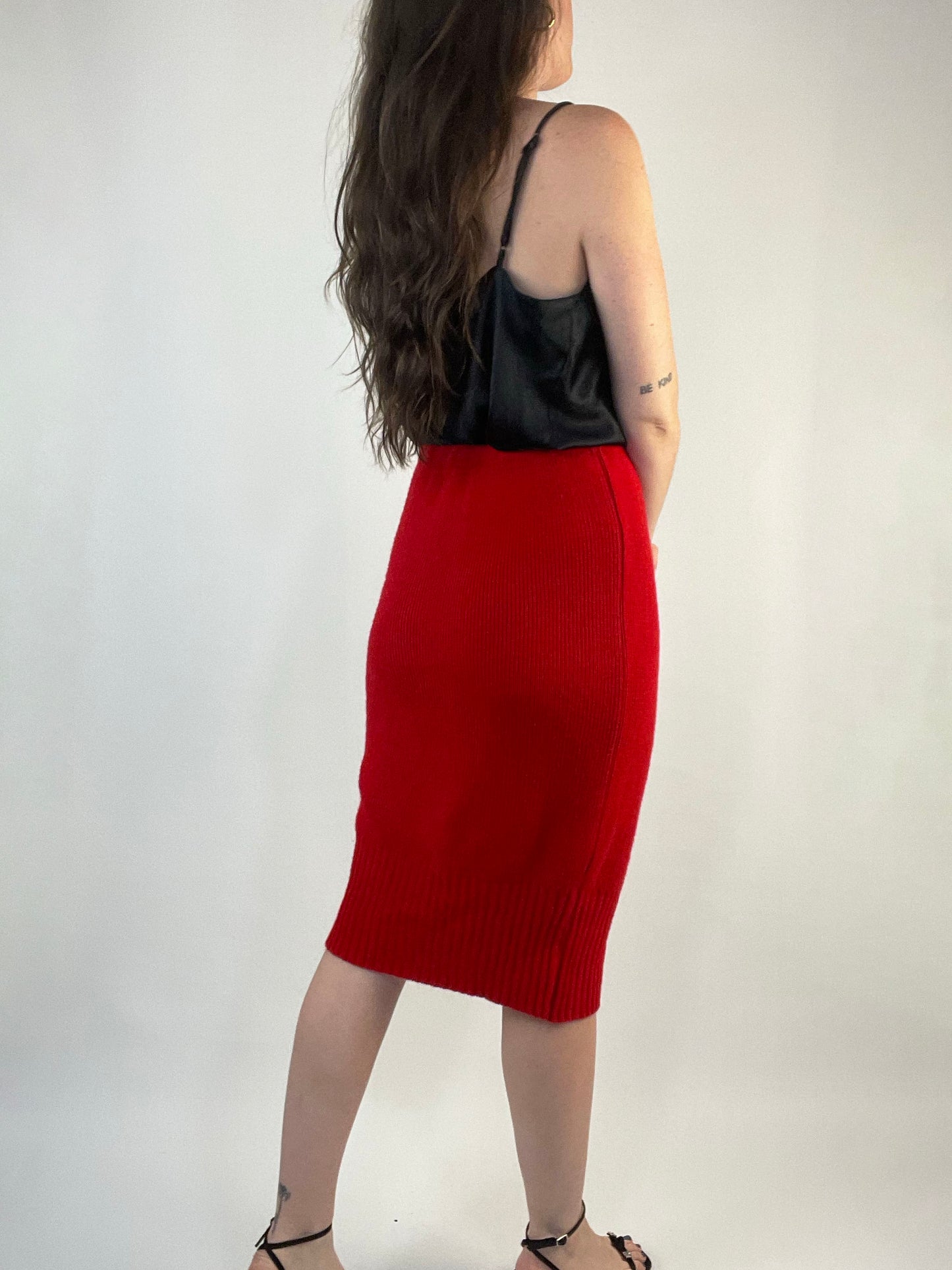 Vintage Red Knit Skirt