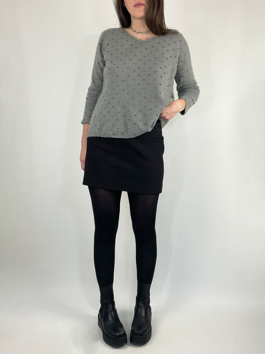 Gray Beaded Sweater