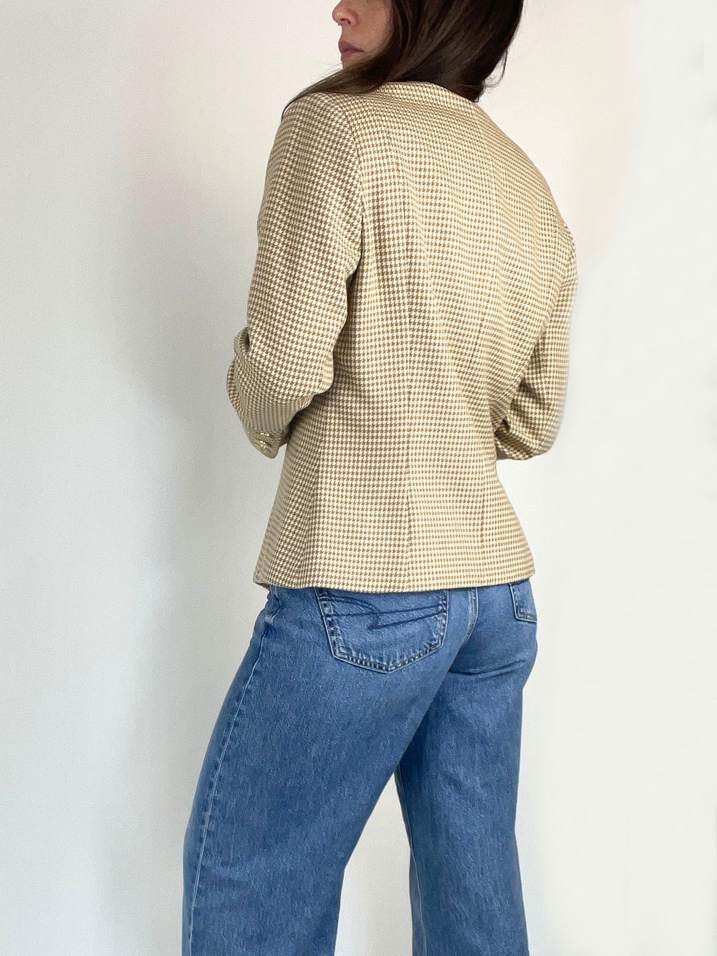 Vintage Tan Houndstooth Blazer